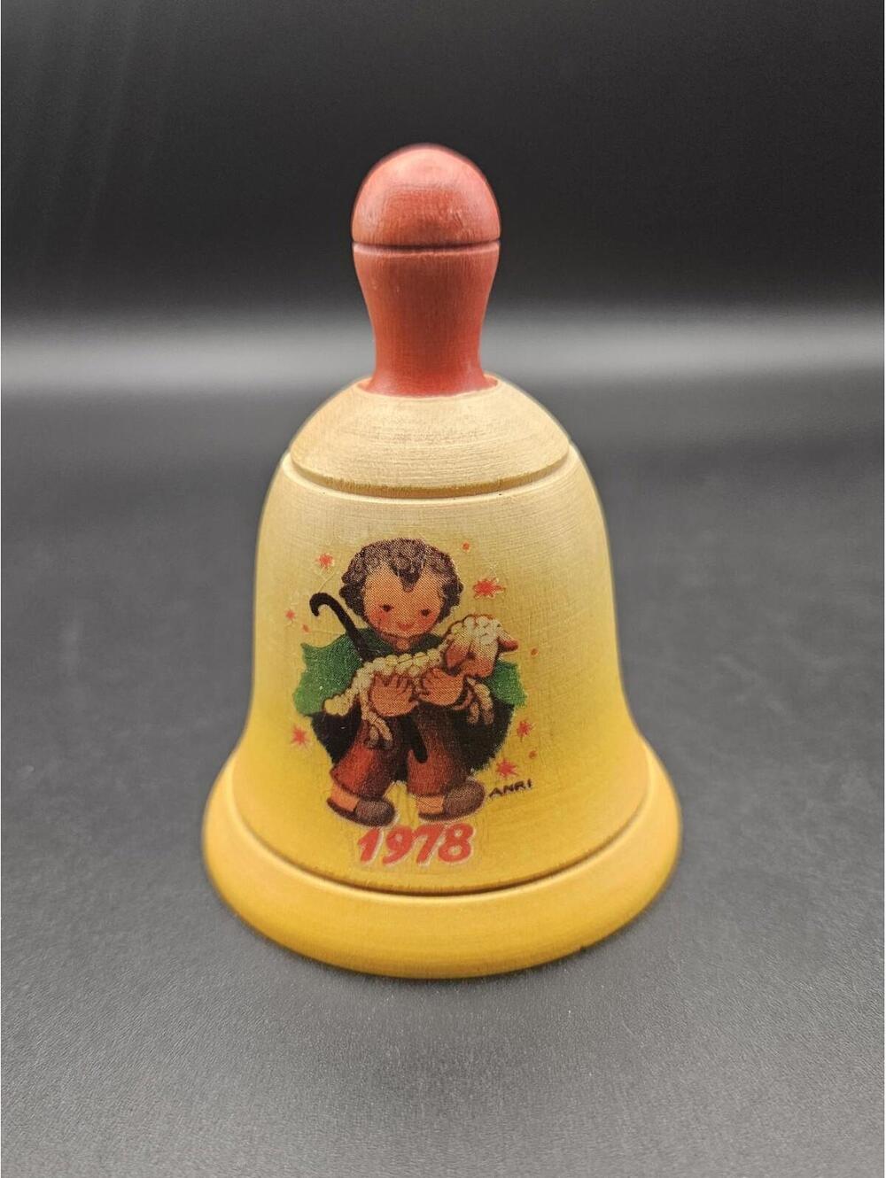 Vintage 1978 ANRI Wooden Shepherd & Lamb Bell